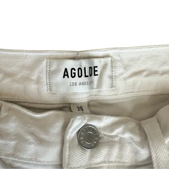 Agolde Revolve Women’s Parker Denim Shorts in White Repose Raw Hem Size 28 - Picture 4 of 14